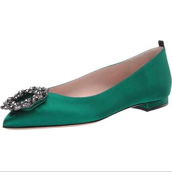 SJP Divine flats in Green Satin - Picture 3 of 16